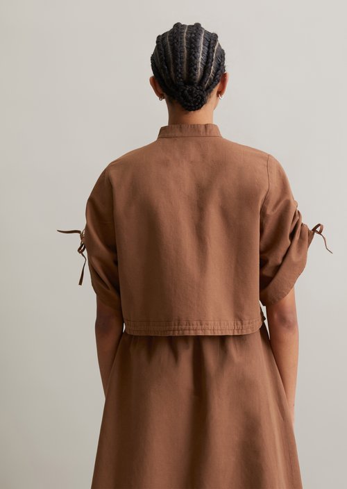 Relaxed short-sleeved blouse — Melted Chocolate