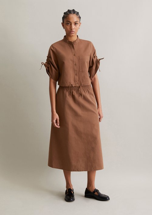 Relaxed short-sleeved blouse — Melted Chocolate