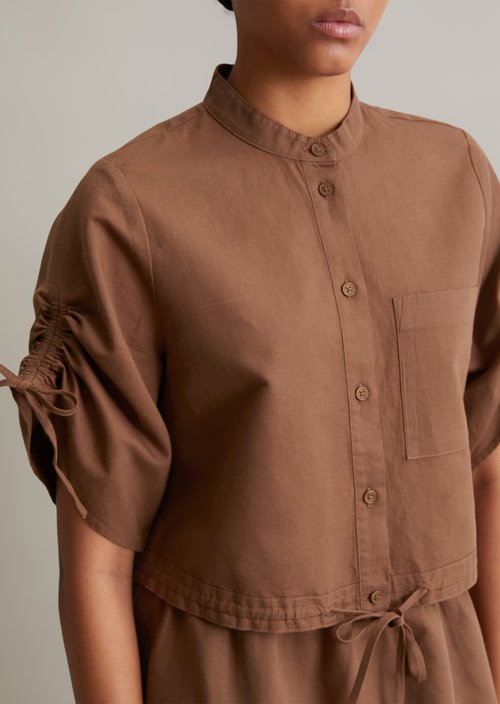 Relaxed short-sleeved blouse — Melted Chocolate