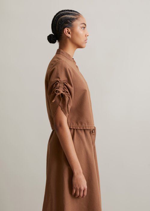Relaxed short-sleeved blouse — Melted Chocolate