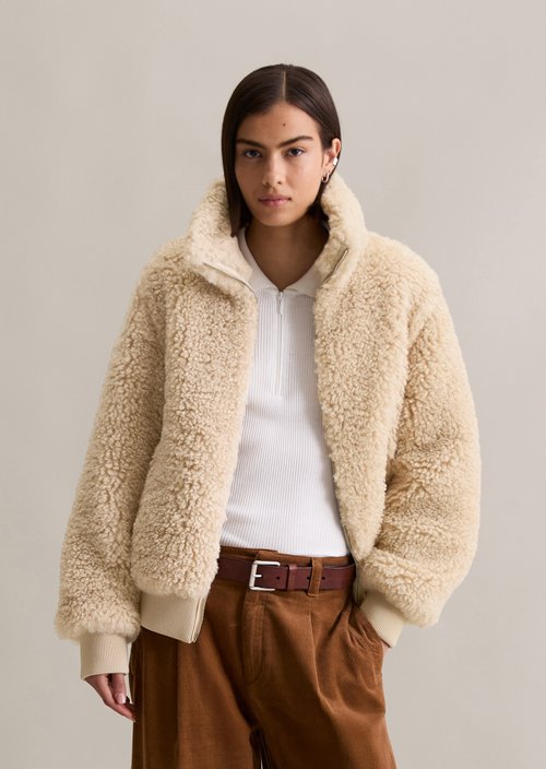 Teddy blouson regular — Sand Melange