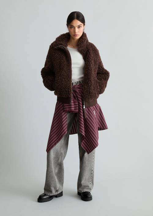 Teddy blouson regular Espresso Brown in front view