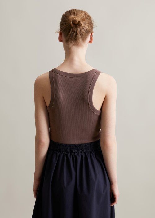 Ribbed tank top slim — Brown Coffee
