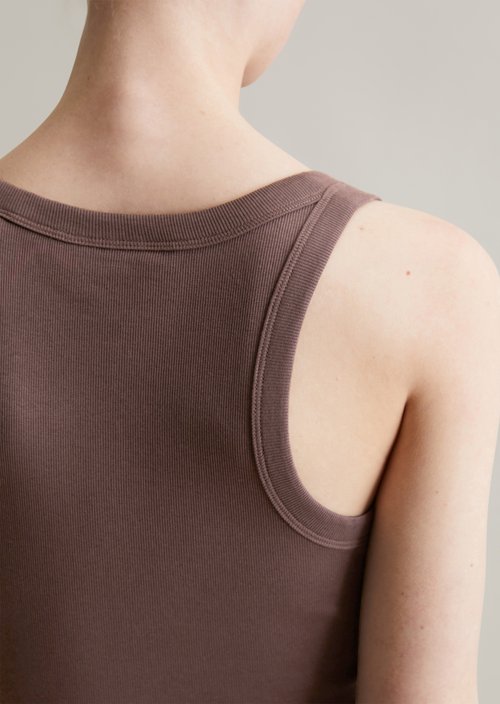 Ribbed tank top slim — Brown Coffee