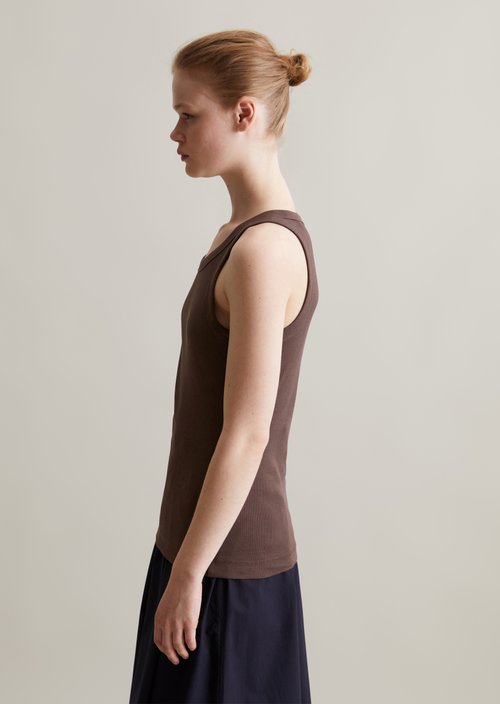 Ribbed tank top slim — Brown Coffee