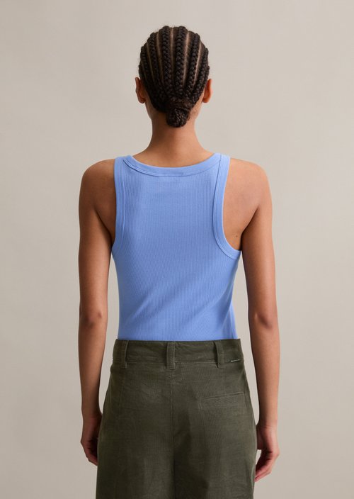 Ribbed tank top slim — Lake Blue
