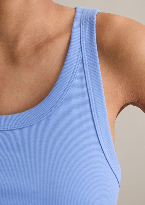 Ribbed tank top slim — Lake Blue