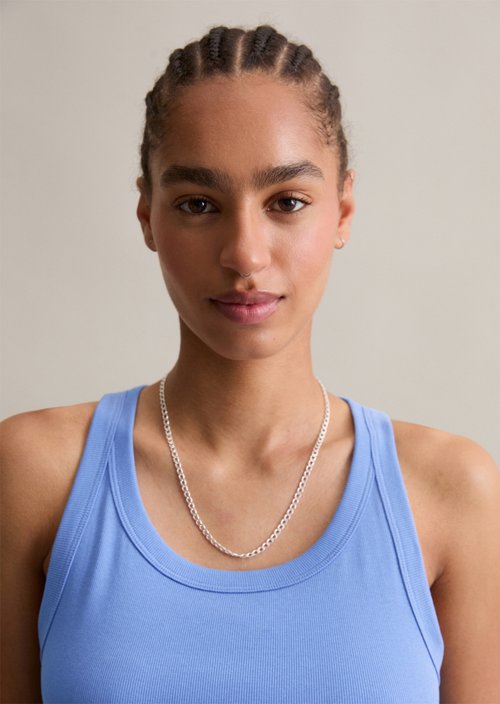 Ribbed tank top slim — Lake Blue