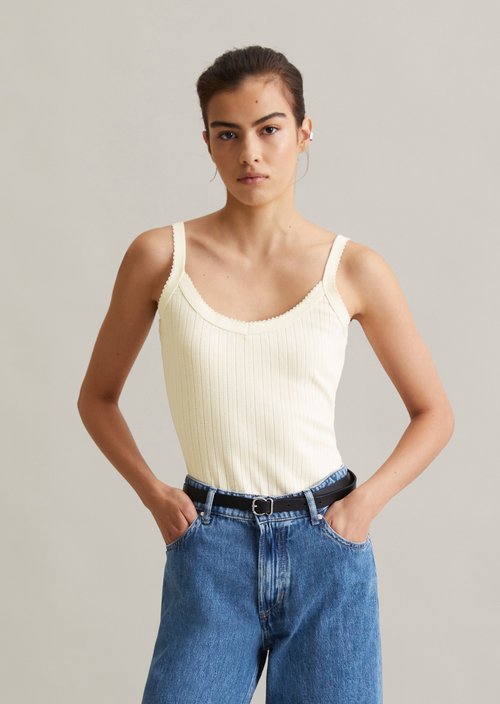 Pointelle top slim — Dandelion Dust