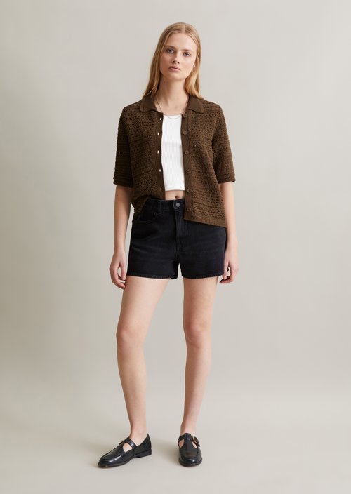 Regular short sleeve cardigan — Melted Chocolate