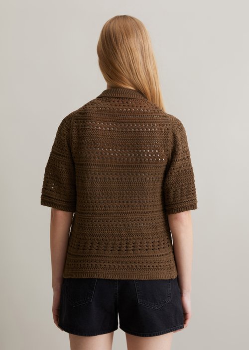 Regular short sleeve cardigan — Melted Chocolate