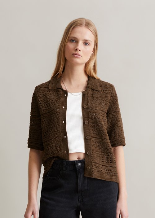 Regular short sleeve cardigan — Melted Chocolate