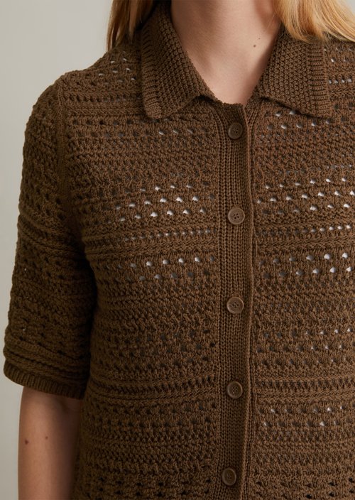 Regular short sleeve cardigan — Melted Chocolate