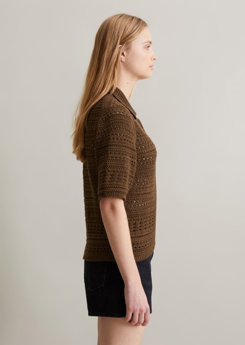 Regular short sleeve cardigan — Melted Chocolate