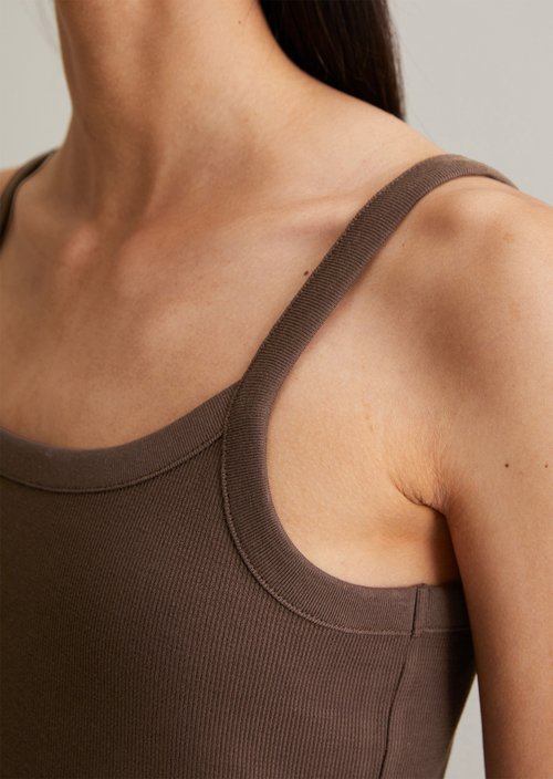 Cropped strap top — Brown Coffee