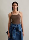 Marc O'Polo Top met cropped riempjes, Dames, bruin, Xxs, 100% Katoen
