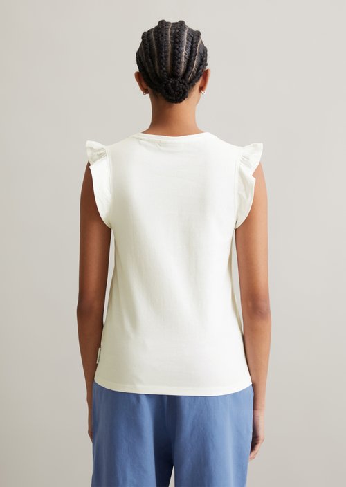 Regular flounce T-shirt — Silky White