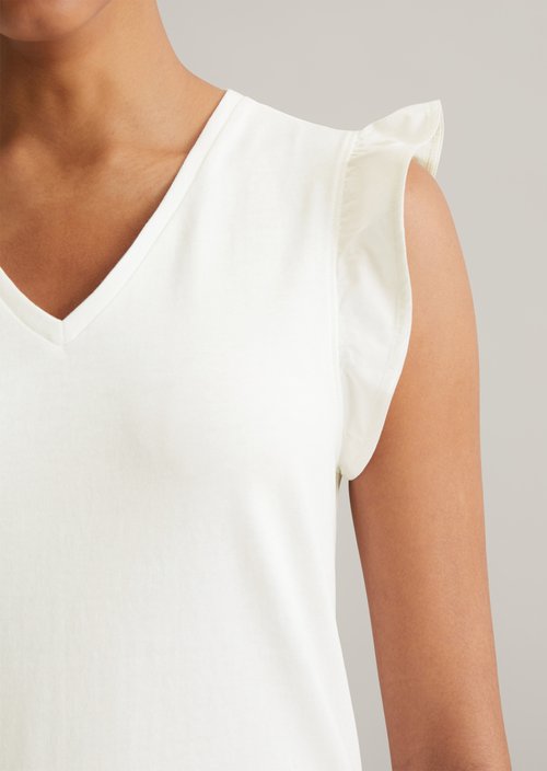 Regular flounce T-shirt — Silky White