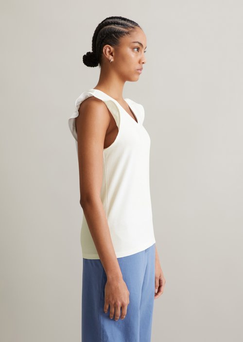 Regular flounce T-shirt — Silky White