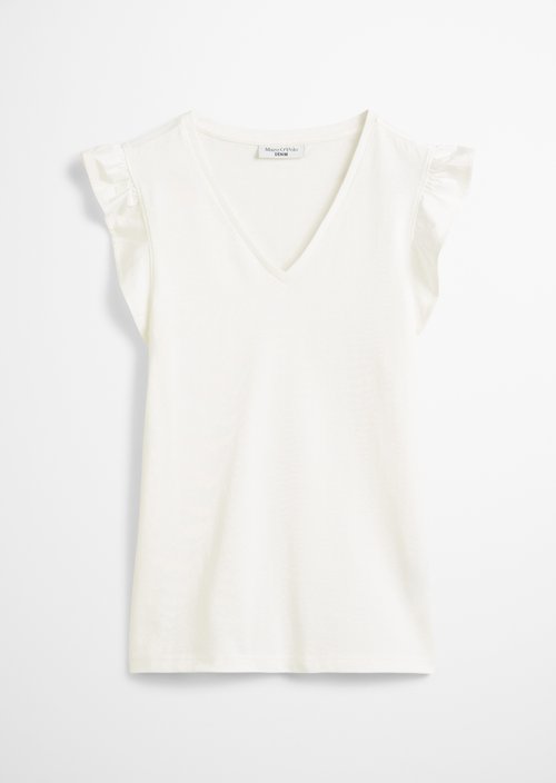 Regular flounce T-shirt — Silky White