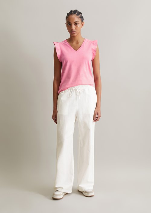Regular flounce T-shirt — Soft Pink
