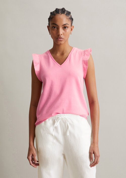 Regular flounce T-shirt — Soft Pink