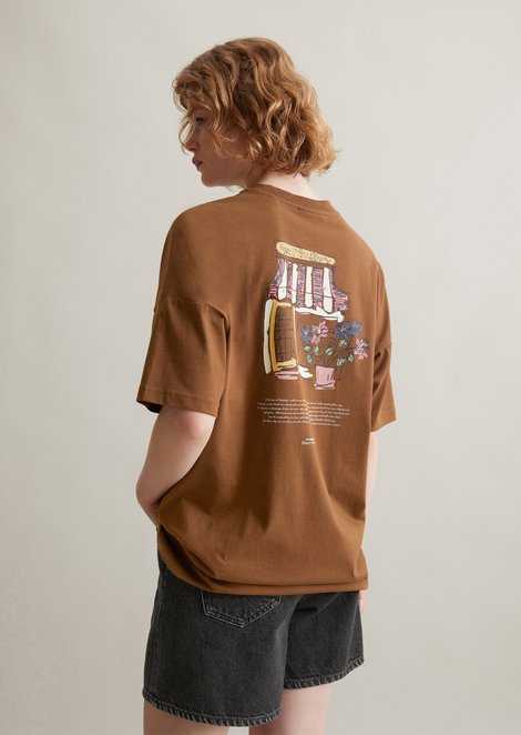 Marc O'Polo T-shirt oversized, Dames, bruin, Xxs, 100% Katoen
