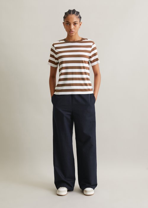 Relaxed striped T-shirt — Medium Brown