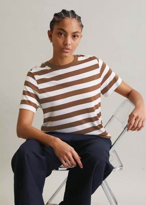 Relaxed striped T-shirt — Medium Brown