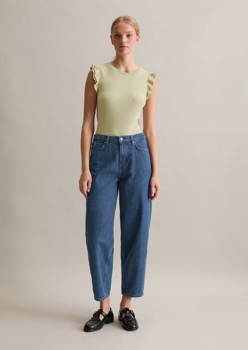 Regular flounce T-shirt — Elm Green