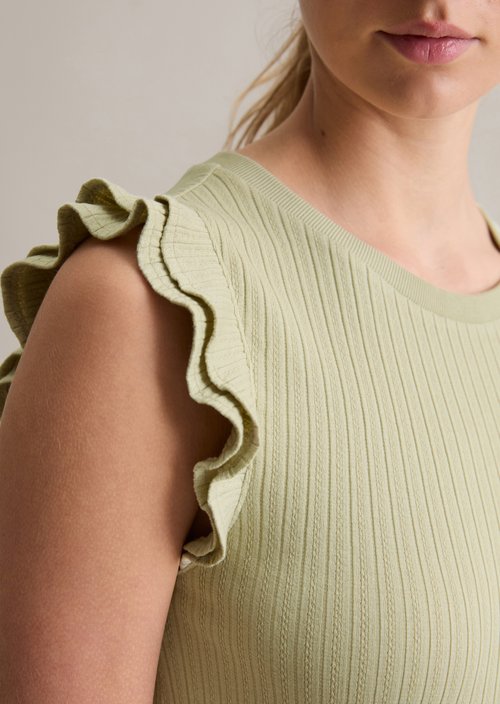 Regular flounce T-shirt — Elm Green