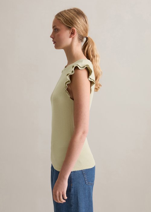Regular flounce T-shirt — Elm Green