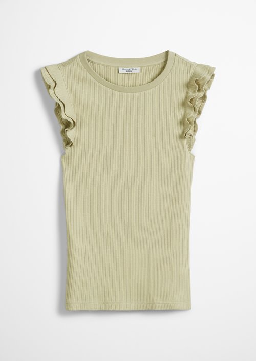 Regular flounce T-shirt — Elm Green