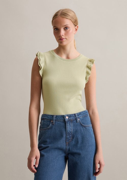 Regular flounce T-shirt — Elm Green