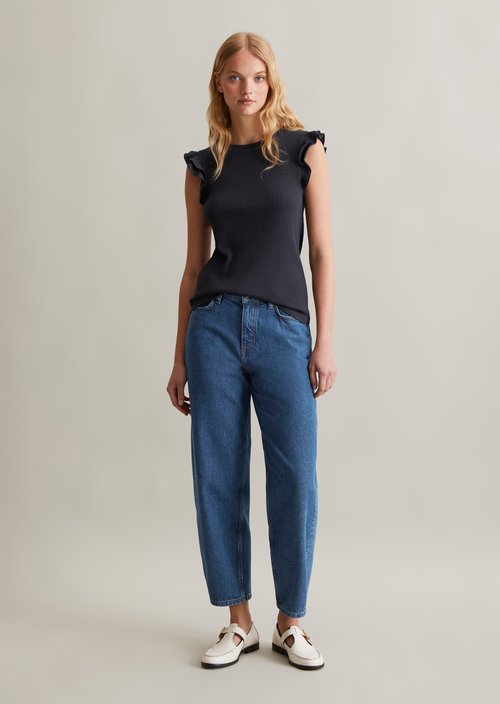 Regular flounce T-shirt — Blue Depths