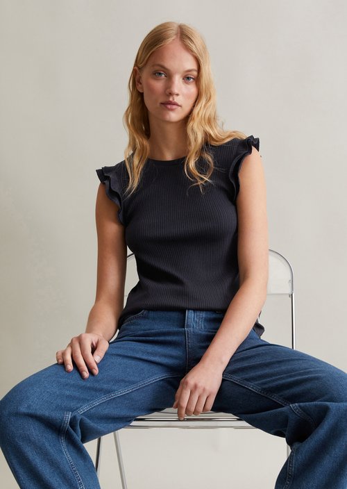 Regular flounce T-shirt — Blue Depths