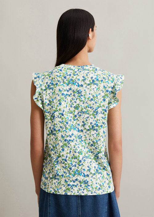Loose flounce T-shirt — Medium Blue