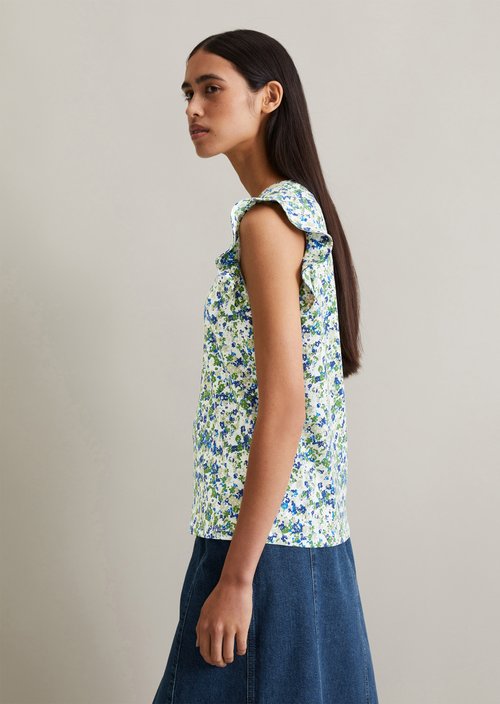 Loose flounce T-shirt — Medium Blue