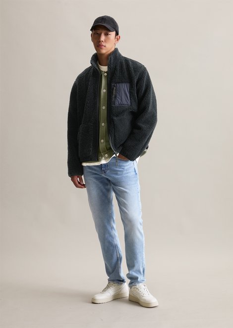 Marc O'Polo Teddy jas regular, Heren, blauw, S, 100% Polyester