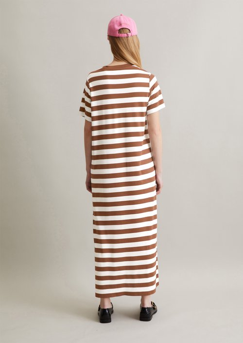 Relaxed striped T-shirt dress — Medium Brown