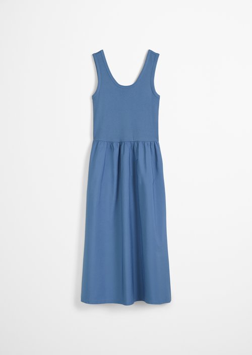 Ribbed jersey dress flared — Cerulean Blue