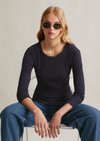 Marc O'Polo Longsleeve regular, Dames, blauw, Xxs, 59% Katoen, 38% Modal, 3% Elasthaan