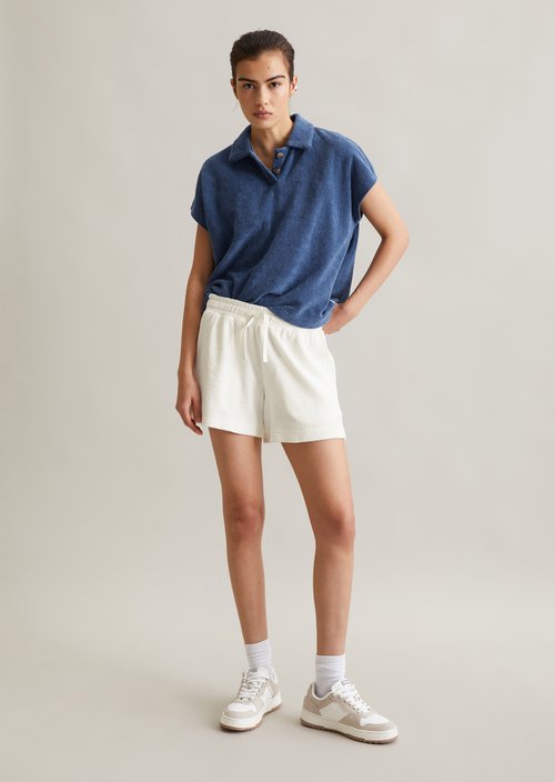 Relaxed terry shorts — Silky White