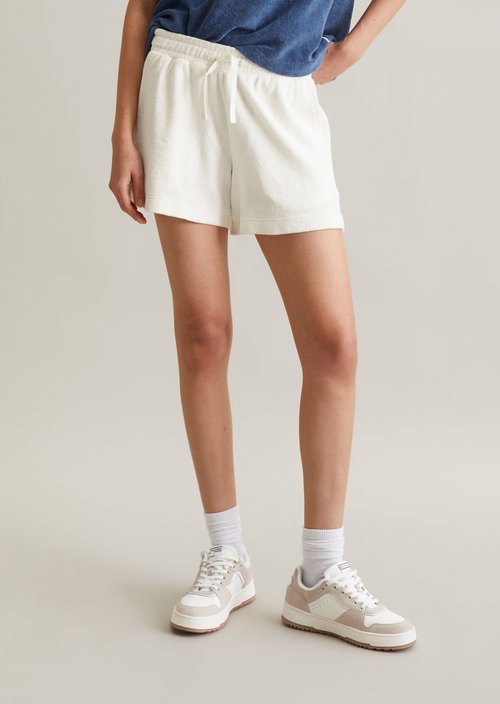 Relaxed terry shorts — Silky White