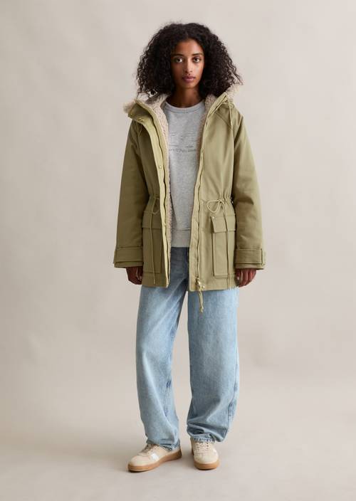 Outdoor jacket oversize made from organic cotton stretch twill