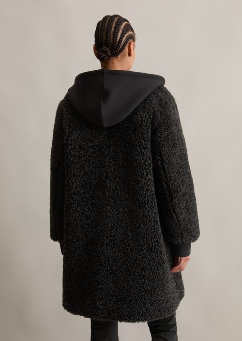Relaxed teddy coat — Black