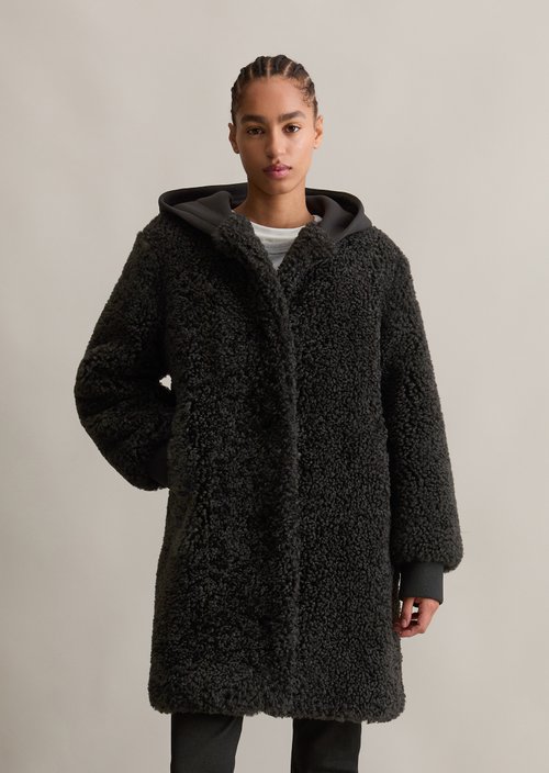 Relaxed teddy coat — Black
