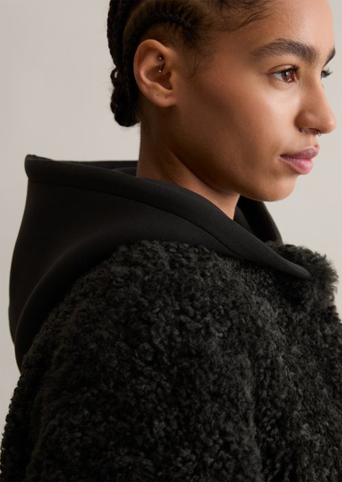 Relaxed teddy coat — Black
