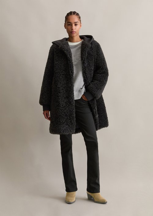 Relaxed teddy coat — Black