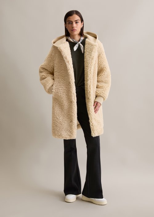 Relaxed teddy coat — Sand Melange